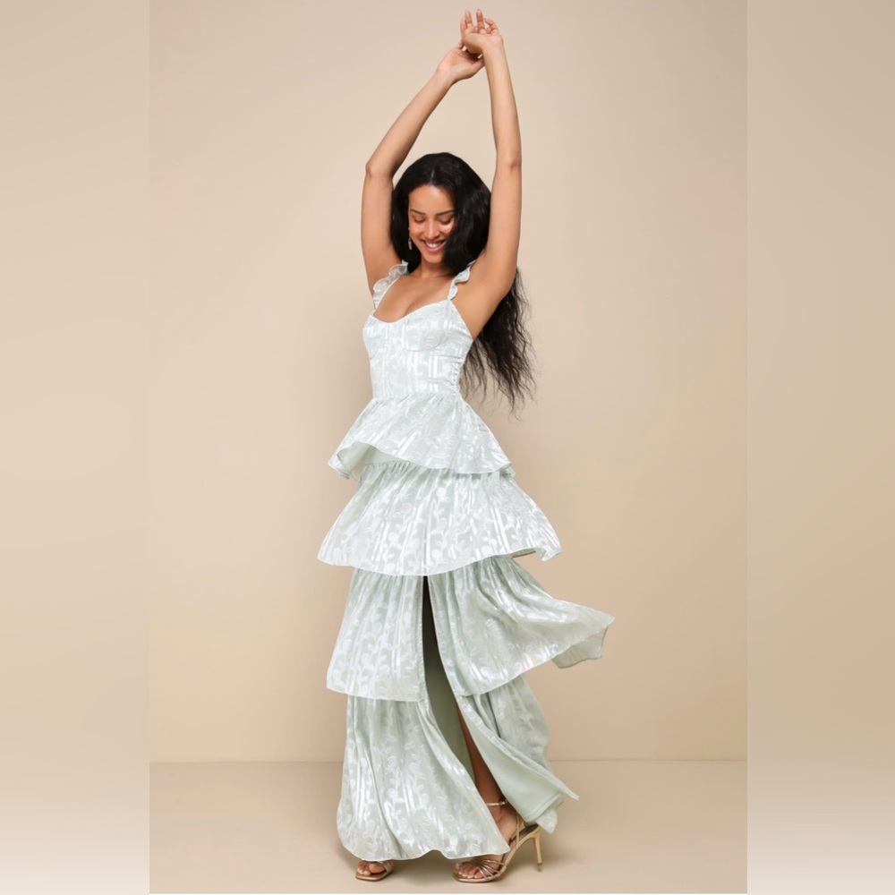 Lulu's Light Green Tiered Maxi Dress
